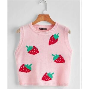 Shein strawberry 🍓 sweater vest pink